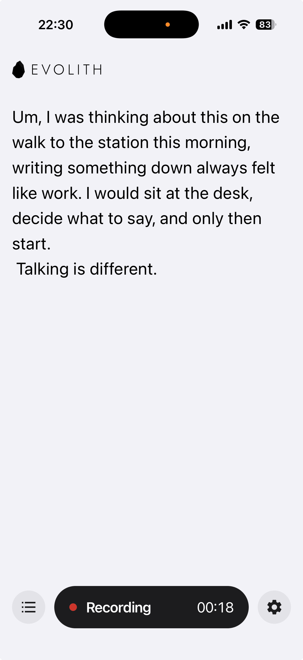 Speak. It becomes a Markdown note.